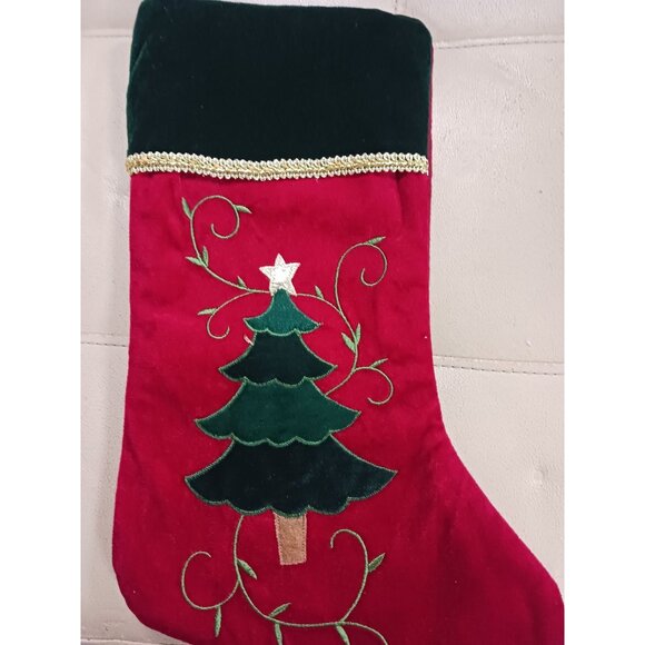 Set of 2 Red Velvet Stockings Christmas Present Christmas Tree - Picture 4 of 5